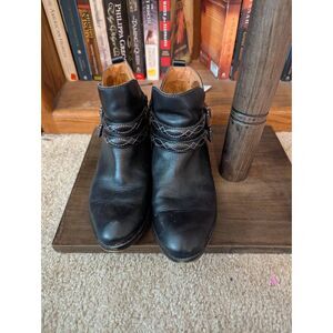 Pikolinos Women's Size 9 Black Leather Ankle Booties Boots Double Buckle